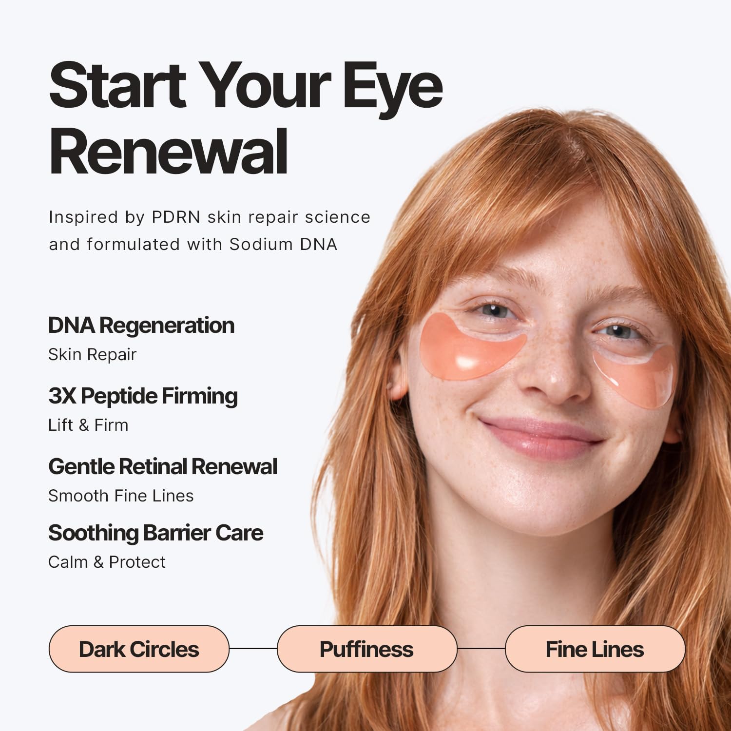 PDRN Under Eye Patches for Dark Circles & Puffiness - Korean Skin Care Hydrogel Eye Mask Salmon DNA, Peptide, Retinol