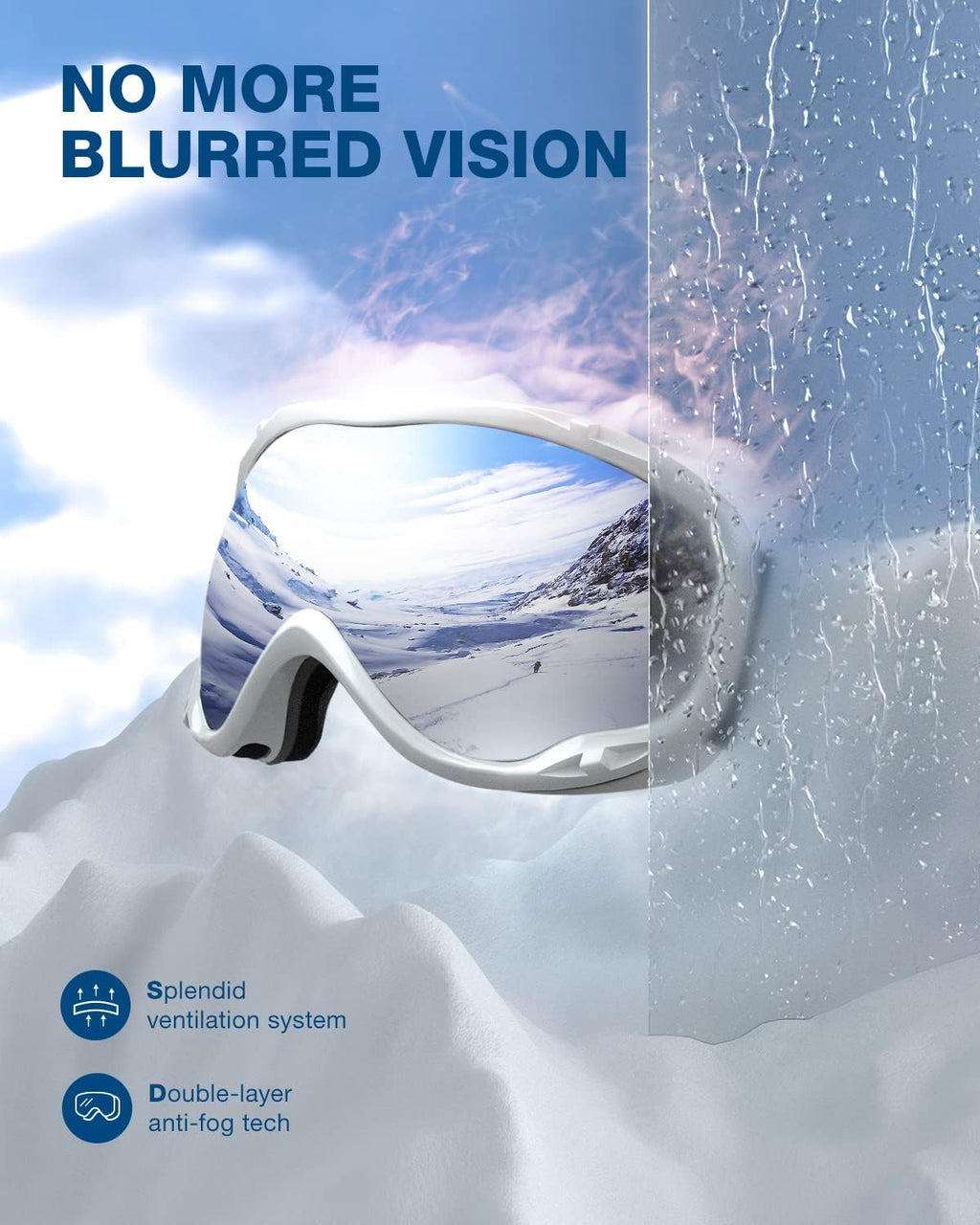 Lagopus B1 Ski Goggles OTG Anti fog Snow Goggles UV Protection Snowboard Goggles for Men Women Adult Youth