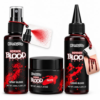 3Pcs Vampire Makeup Kit with Liquid, Paste & Spray Fake Blood