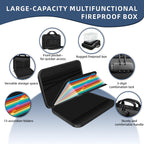 Hard Shell Fireproof Document Box with Combination Lock, 13 Pockets Accordion File Organizer, Important Document Safe