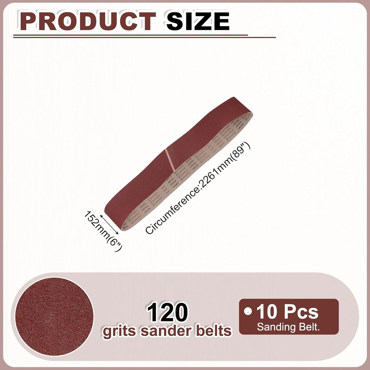 HARFINGTON 6 x 89 Inch Sanding Belts, 10 Pcs 120 Grits Aluminum Oxide