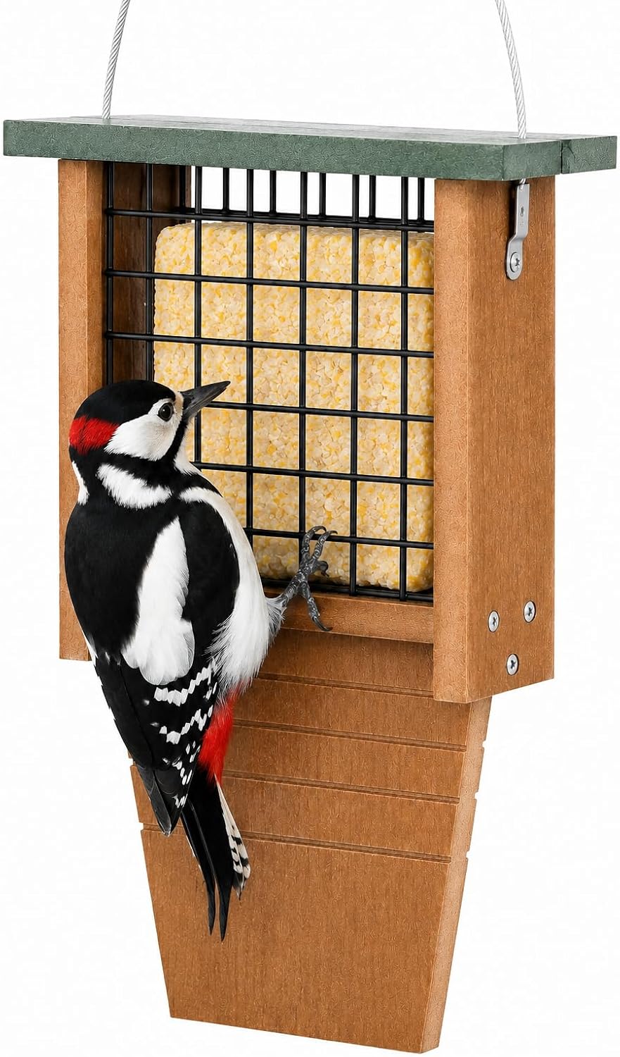 Recycled Plastic Suet Bird Feeder with Tail Prop for Woodpeckers