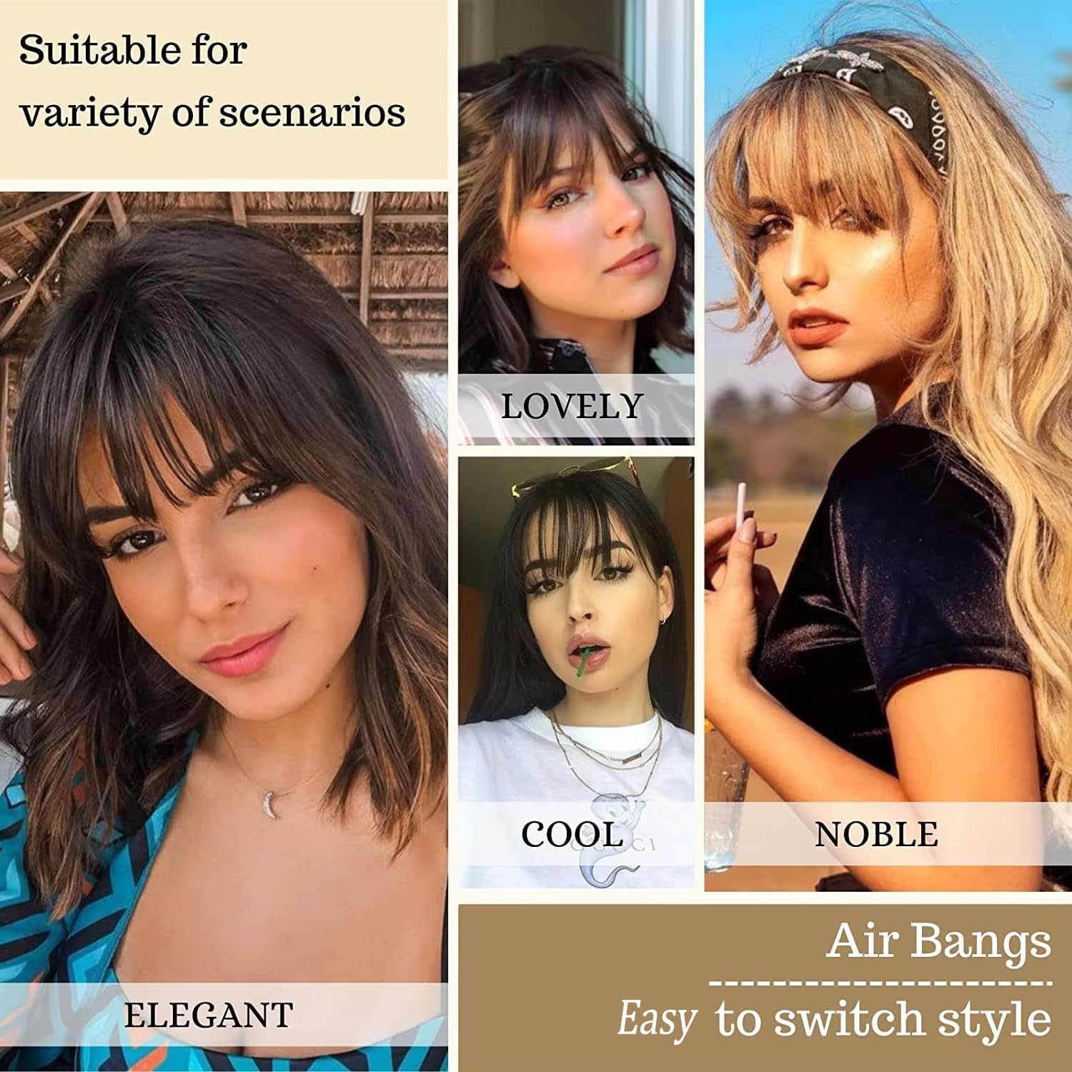 Clip In Bangs Real Human Hair Jet Black Wispy Fake Bangs For Women | Clip On, Natural Hair Bangs, Fringe With