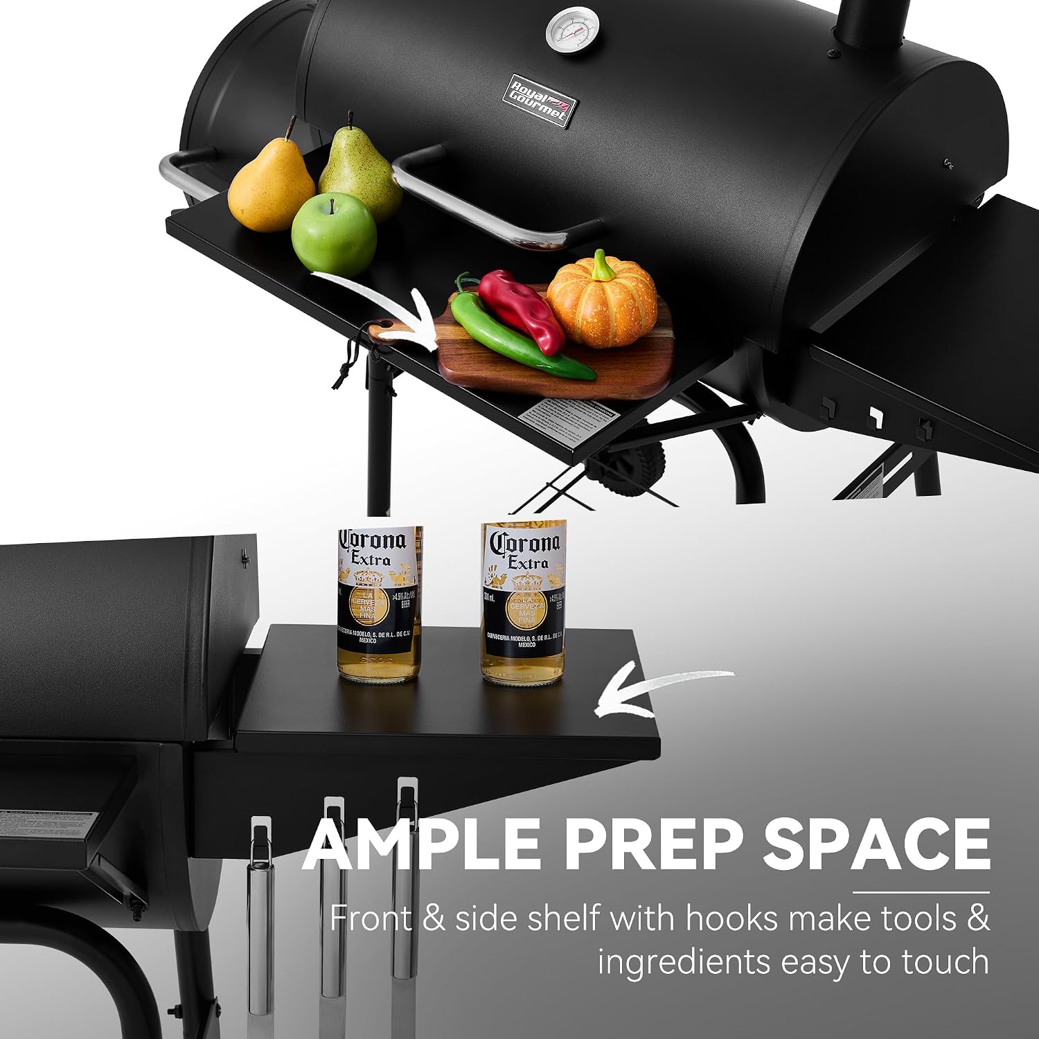CC1624S Barrel Charcoal Grill with Offset Smoker Black