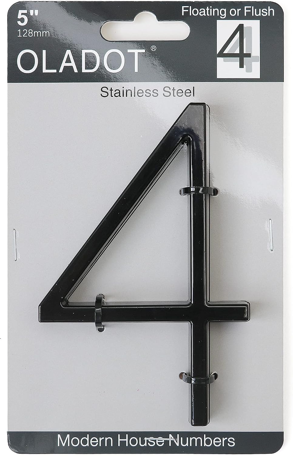5" Stainless Steel Floating House Number, Metal Modern House Numbers (4) | Outdoor Signs, Mailbox Decor Number for