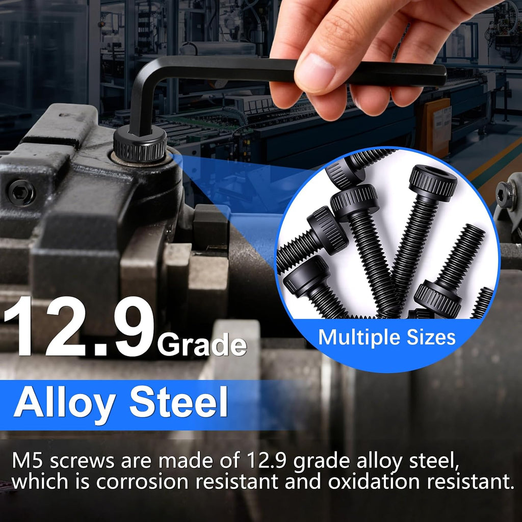 304PCS M5 Screws Kit with Nuts and Washers, M5x8/12/16/20/30/35mm