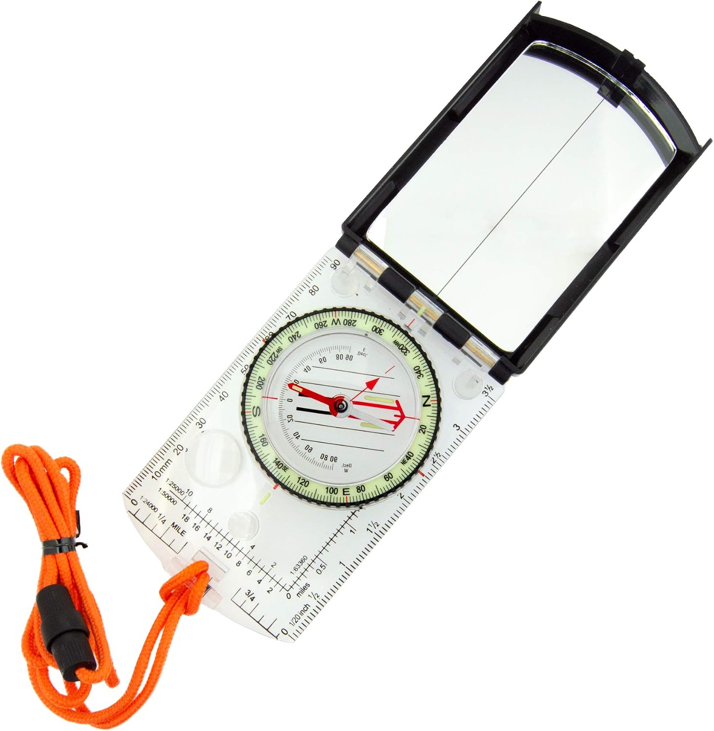 ProSight Sighting Map Compass with Adjustable Declination - Lightweight Orienteering Baseplate Compass for Hiking