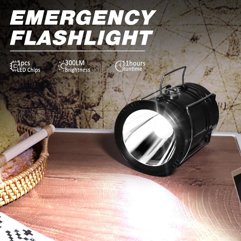 4-Pack Solar Camping Lantern, Collapsible LED Solar USB Rechargeable Lantern Flashlight Emergency Hanging Lights for