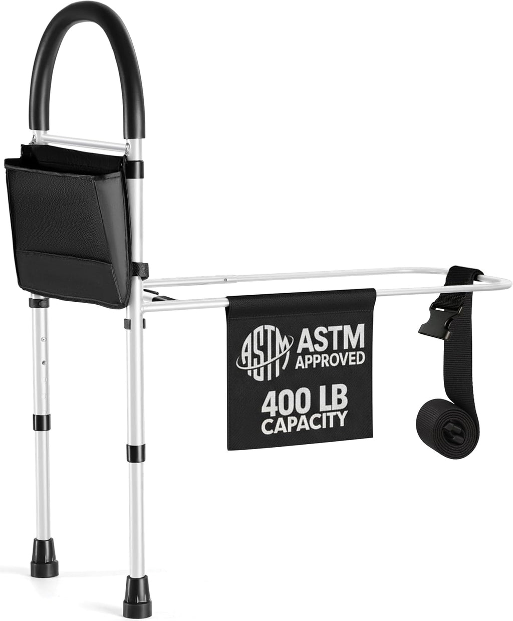 Bed Assist Rail Bed Rails Ror Seniors with Adjustable Heights with Storage Pocket Easy to get in or Out of Bed Safely