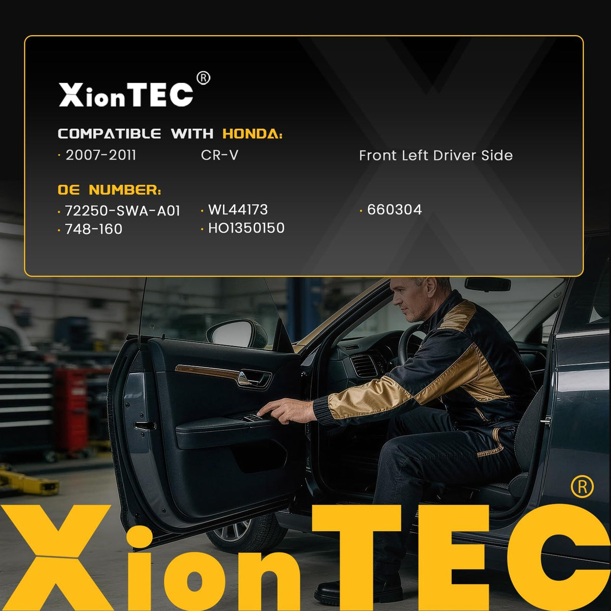XIONTEC Power Window Regulator with 6-pin Motor Compatible with Honda