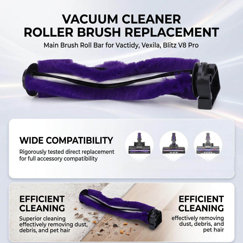 Replacement Roller Brush for V8 Pro, Tool-Free, ABS