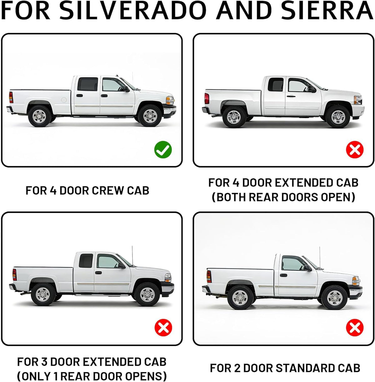 Outer Rocker Panels and Cab Corners Compatible with 1999-2007 Silverado