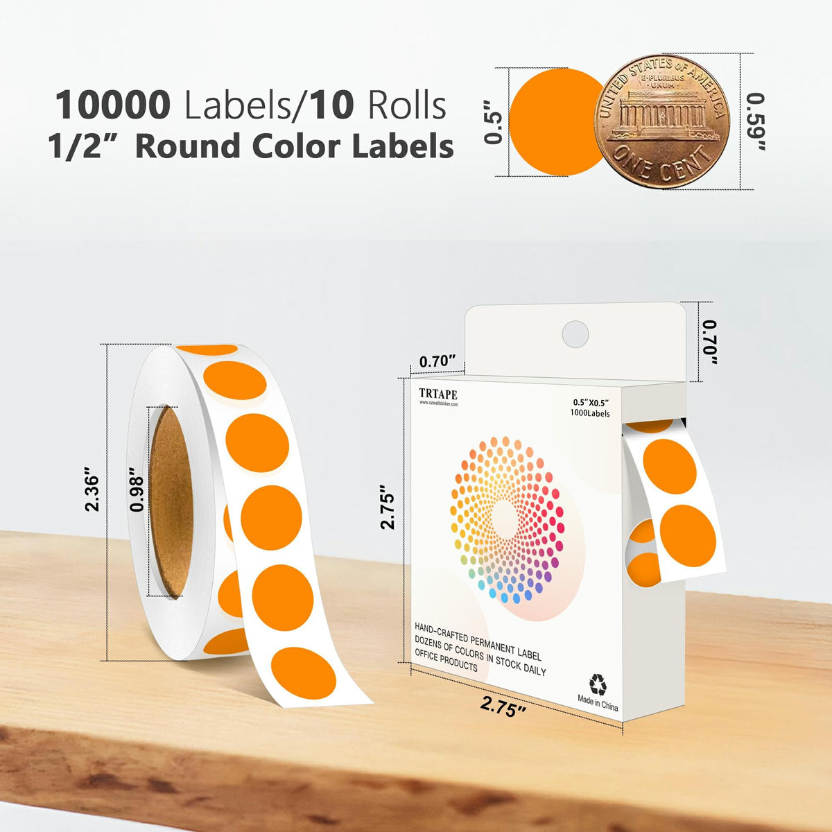 1/2 Inch Round Color Coding Dots, 10000 Round Stickers Dot Stickers