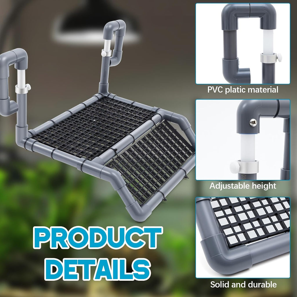 Adjustable Extra Large Turtle Basking Platform, 18-19" Wider Hanging Dock, Basking Area for Aquarium Tank