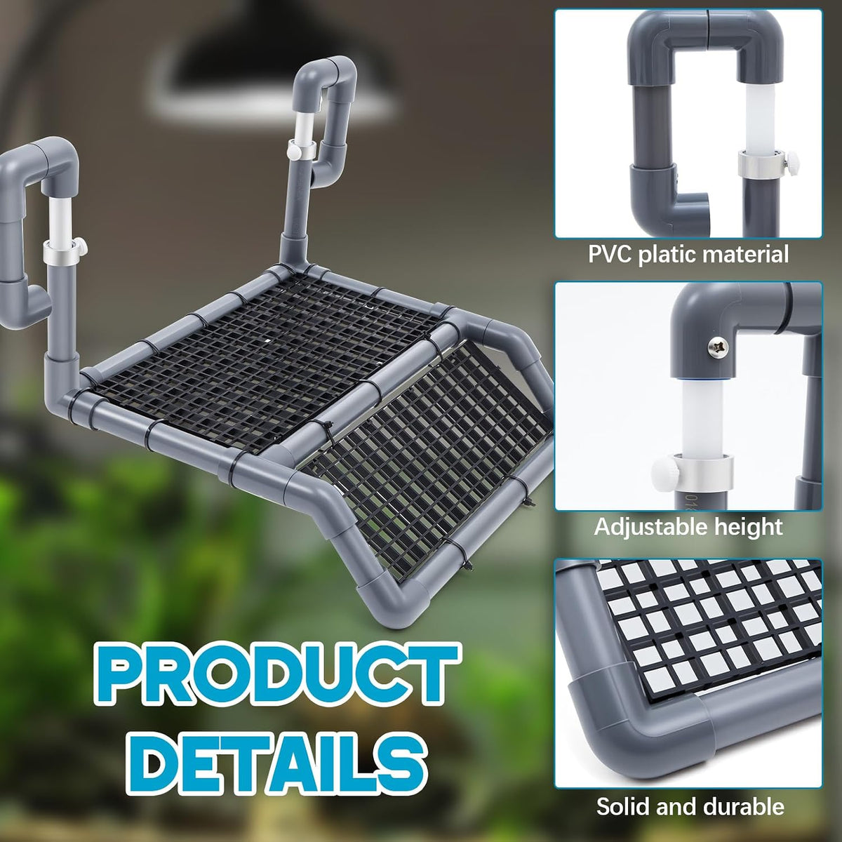 Adjustable Extra Large Turtle Basking Platform, 18-19" Wider Hanging Dock, Basking Area for Aquarium Tank