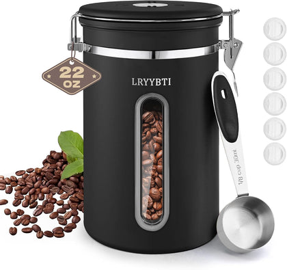 Coffee Canisters with Window,Airtight Coffee Container，22oz | Scoop，Date Tracker，Food Storage Organizers for