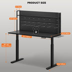 59"x24" Garage Work Bench Electric Height Adjustable with Pegboard