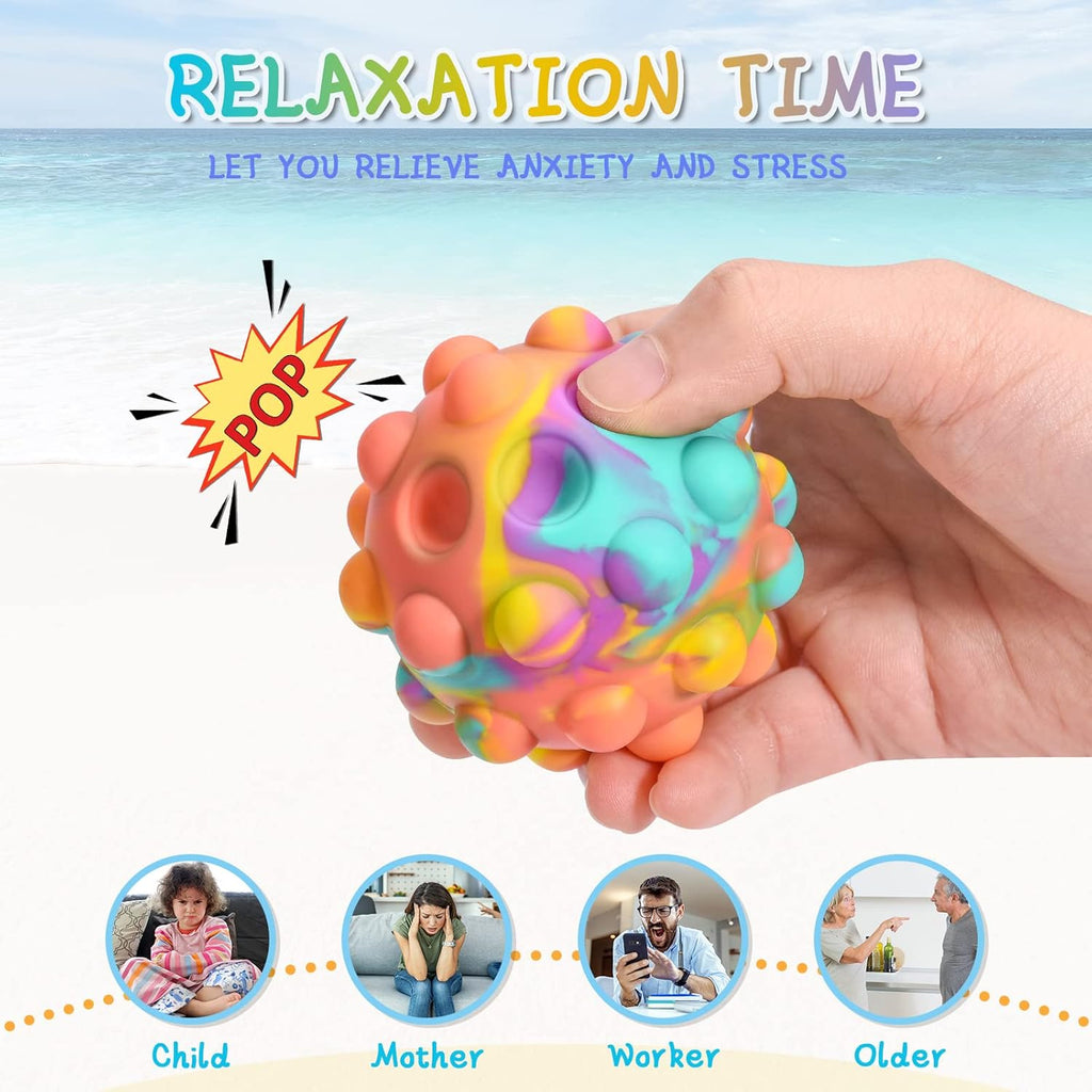 Pop It Stress Ball,Easter Basket Stuffers 3D Food-Grade Silicone,Anti-Anxiety Squeeze Sensory Toy for Kids Adults