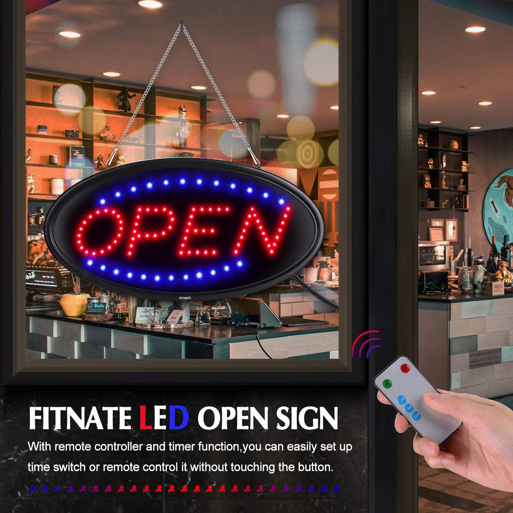 LED Open Sign, 19"x10", with Remote, Timer & Flash/Steady Modes