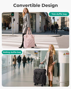 35L Rolling Duffle Bag with Wheels, Detachable Wheels, Dark Pink