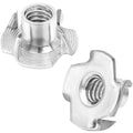 M6 T-Nut, Barrel Length 8mm, 304 Stainless Steel Threaded Insert, 4-Pronged Tee Nut for Wood, Rock Climbing Holds, Cabinetry, Furniture, 25 PCS