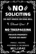 No Soliciting & No Trespassing Chic Metal Signs for Yard | Do Not Knock Or Ring Bell, Private Property, Indoor