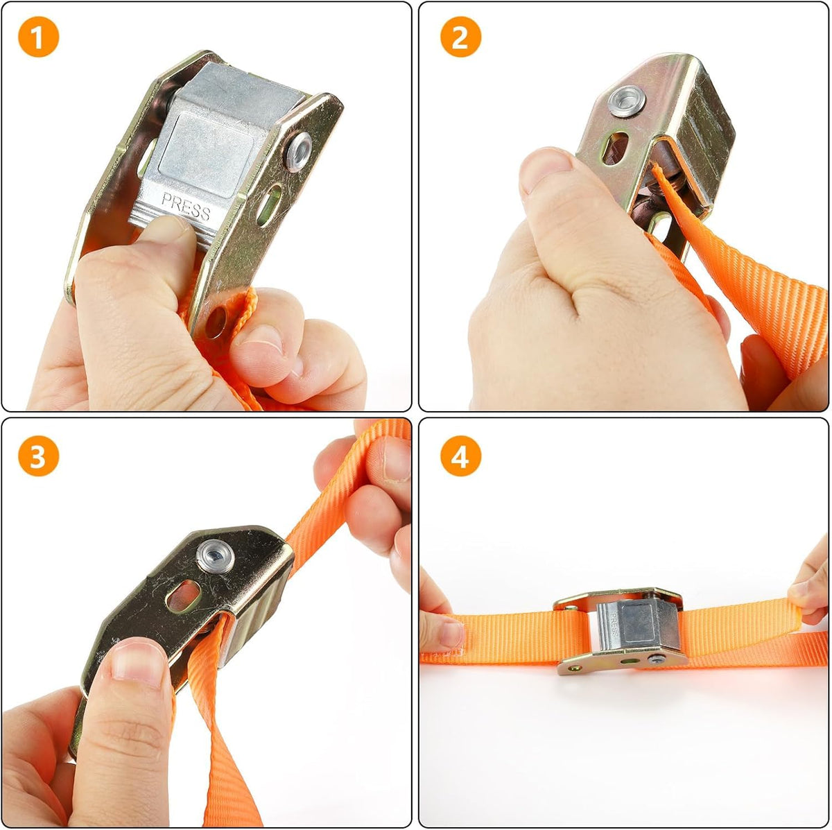 4 Pack Tie-Down Cam Straps, 1"x 20' Polyester Cambuckle Tie Down Strap Pull Ratchet Strap, 1000lbs Capacity Cargo