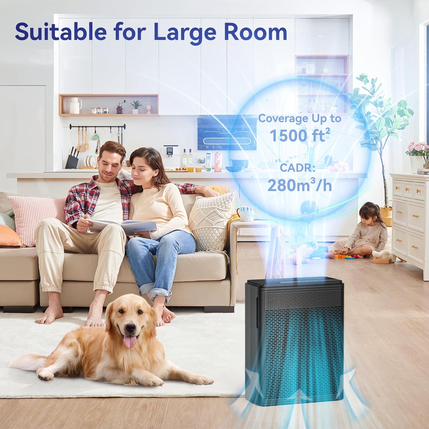 Air Purifiers for Home Pets Covers Up to 1500 Sq Ft,H13 Hepa Filter with Washable Pre-Filter,Pet Hair Dander Smoke