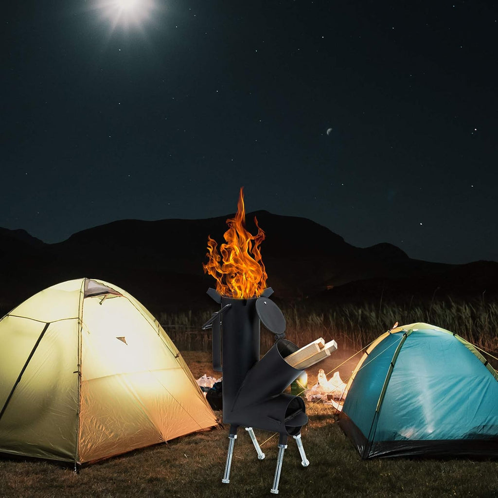 ROCKET STOVE is the perfect wood stove. A portable wood-burning camping stove with a fire poker. For camping gear &