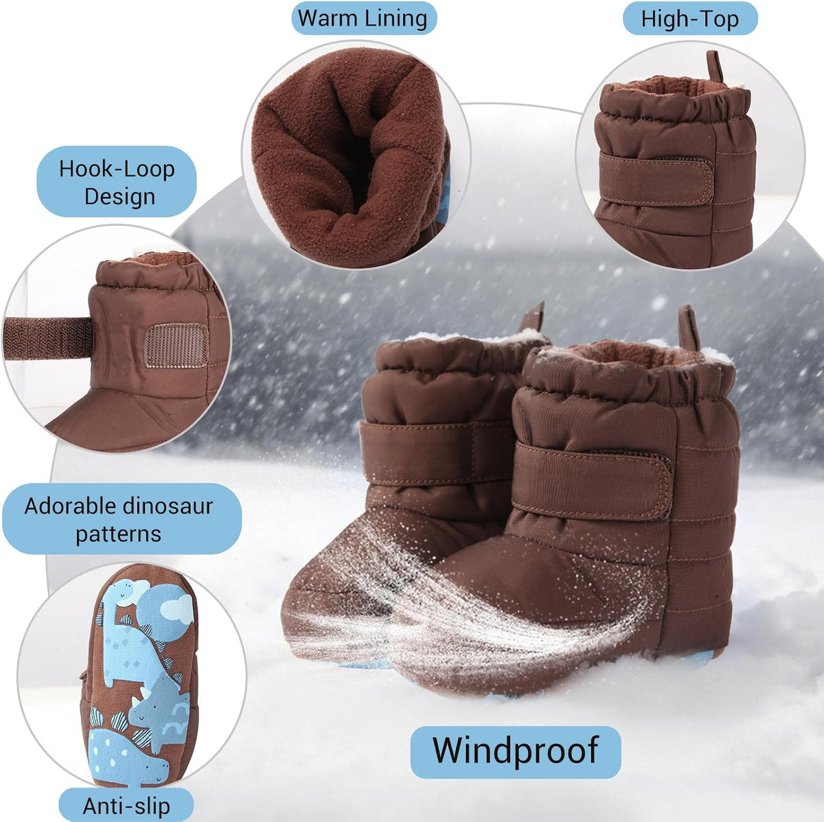 Baby Boys Girls Boots Infant Moccasins High Top Booties Toddler Non-Slip Soft Sole First Walker Crib Shoes