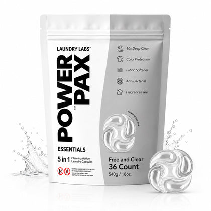 PowerPax Detergent Pods, 36 Ct, 5-in-1 Washer - Free and Clear