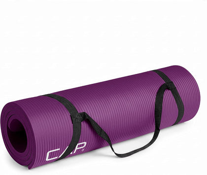 1/2-Inch High Density Exercise Yoga Mat with Strap | Multiple Options