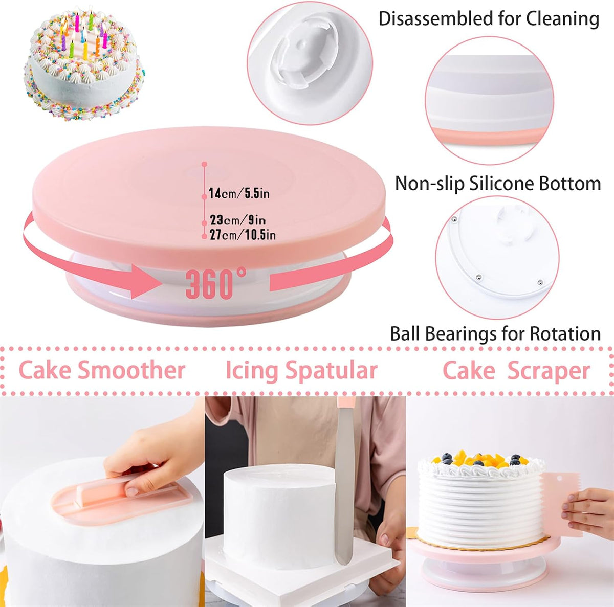 Cake Decorating Supplies Kit Tools 356pcs, Baking Accessories with Cake Turntable, Pastry Piping Bag, Piping Icing