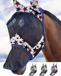 LumiVista Horse Fly Mask Long Nose with Ears UV Protection for Horse Dream Star M Cob