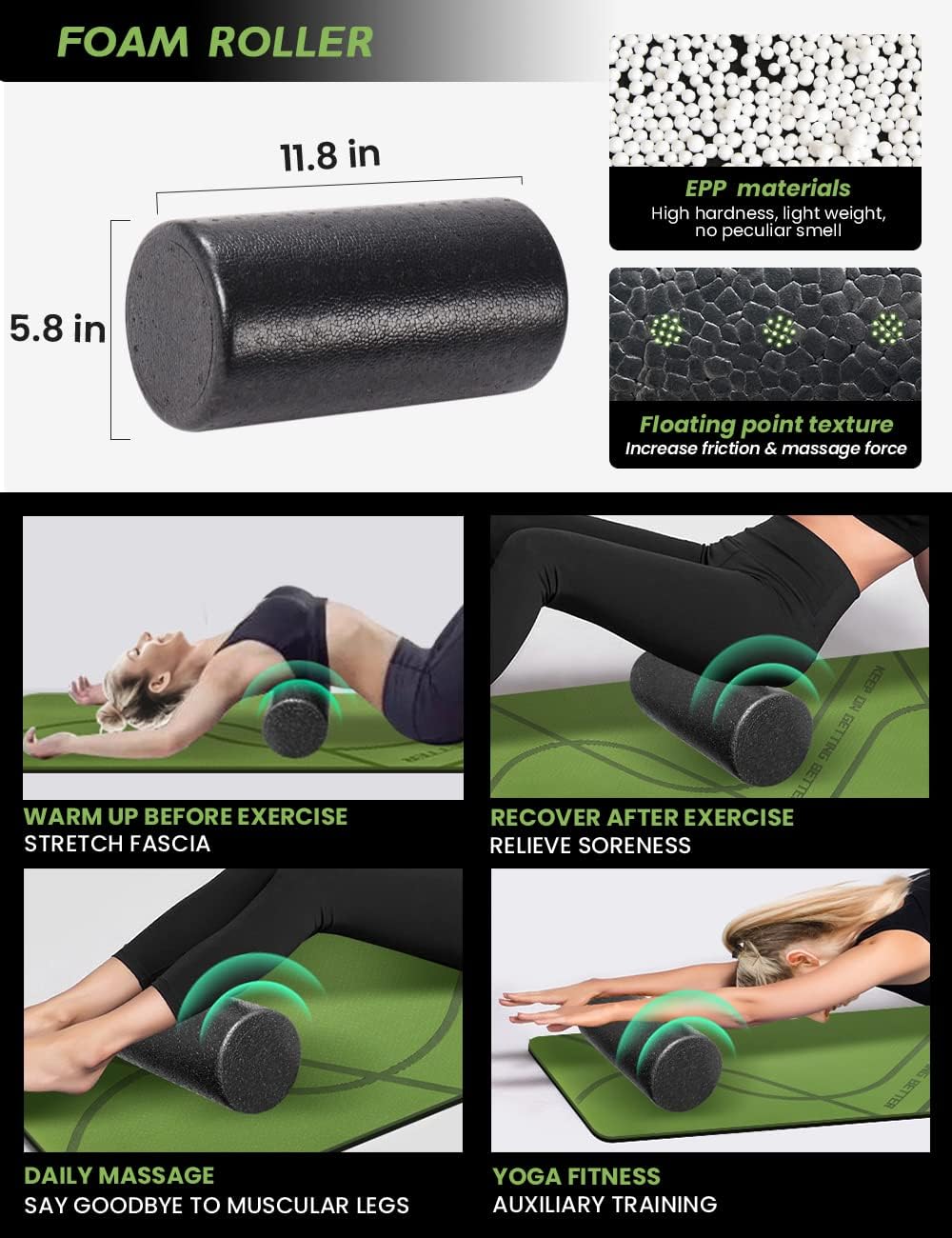 Yoga Starter Kit 12 in 1 - Yoga Set Include Yoga Mat, Foam Roller, 4 Resistance Bands, Yoga Blocks 2 Pack with Strap