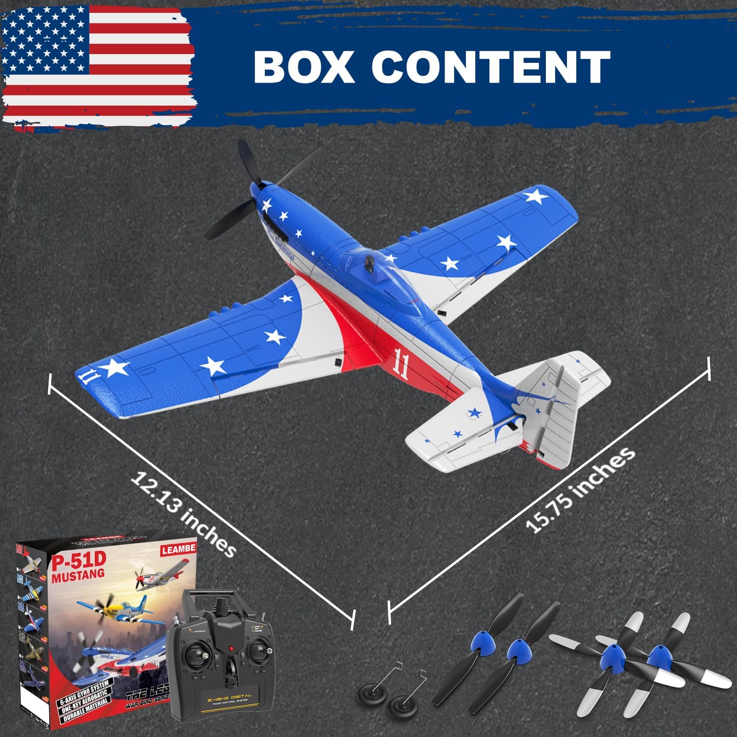 4 Channel RC Plane, Ready to Fly Aerobatic Aircraft, Easy Control for Beginners, P51 Mustang RC Airplane for Adults