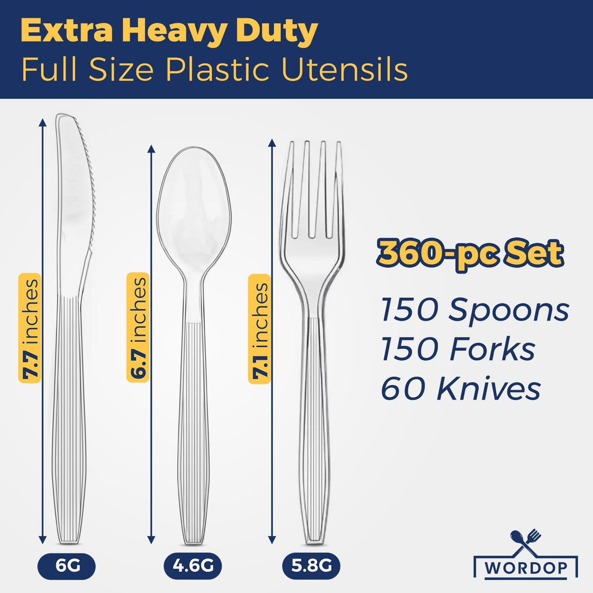 360 Count Extra Heavy Duty Plastic Silverware Set – Heat Resistant & BPA Free Disposable Silverware Cutlery 150