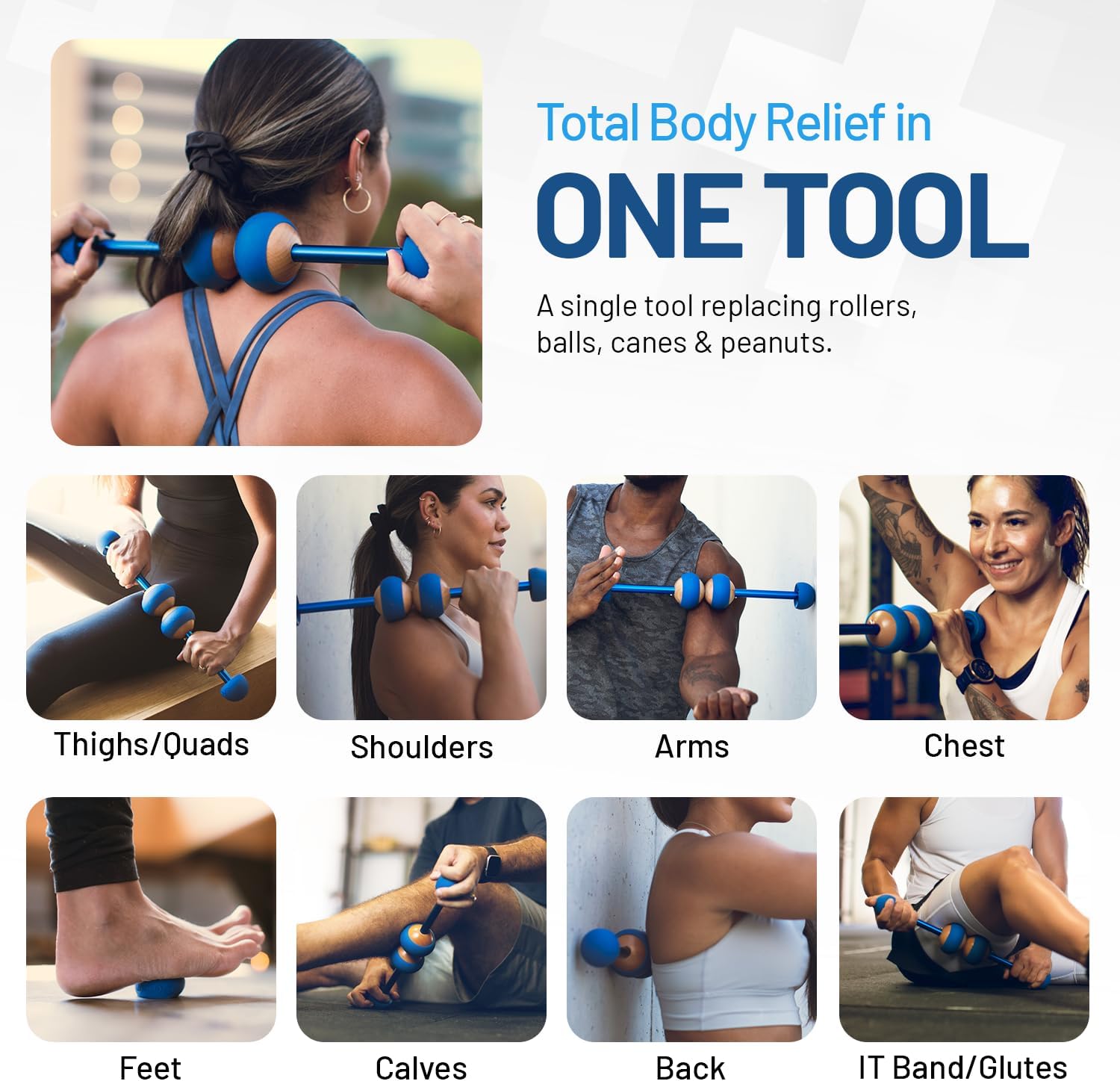 MOBO Deep Tissue Muscle Roller Stick for Back, Leg Recovery Massage Roller | One tool replaces a foam roller, massage
