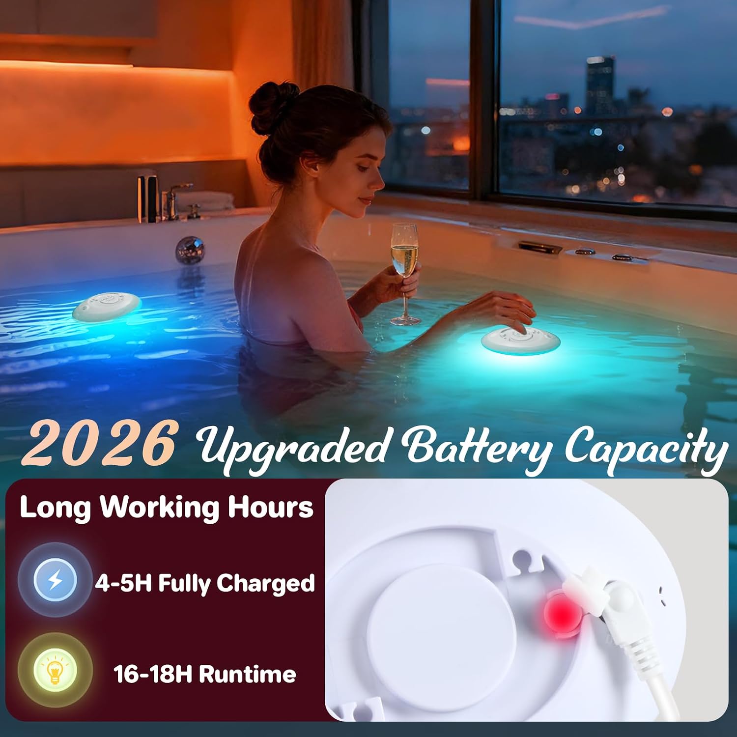 Pool Lights for Above Ground Pools, Upgraded Rechargeable Dynamic Lighting Inground Pool Lights that Float w/Remote