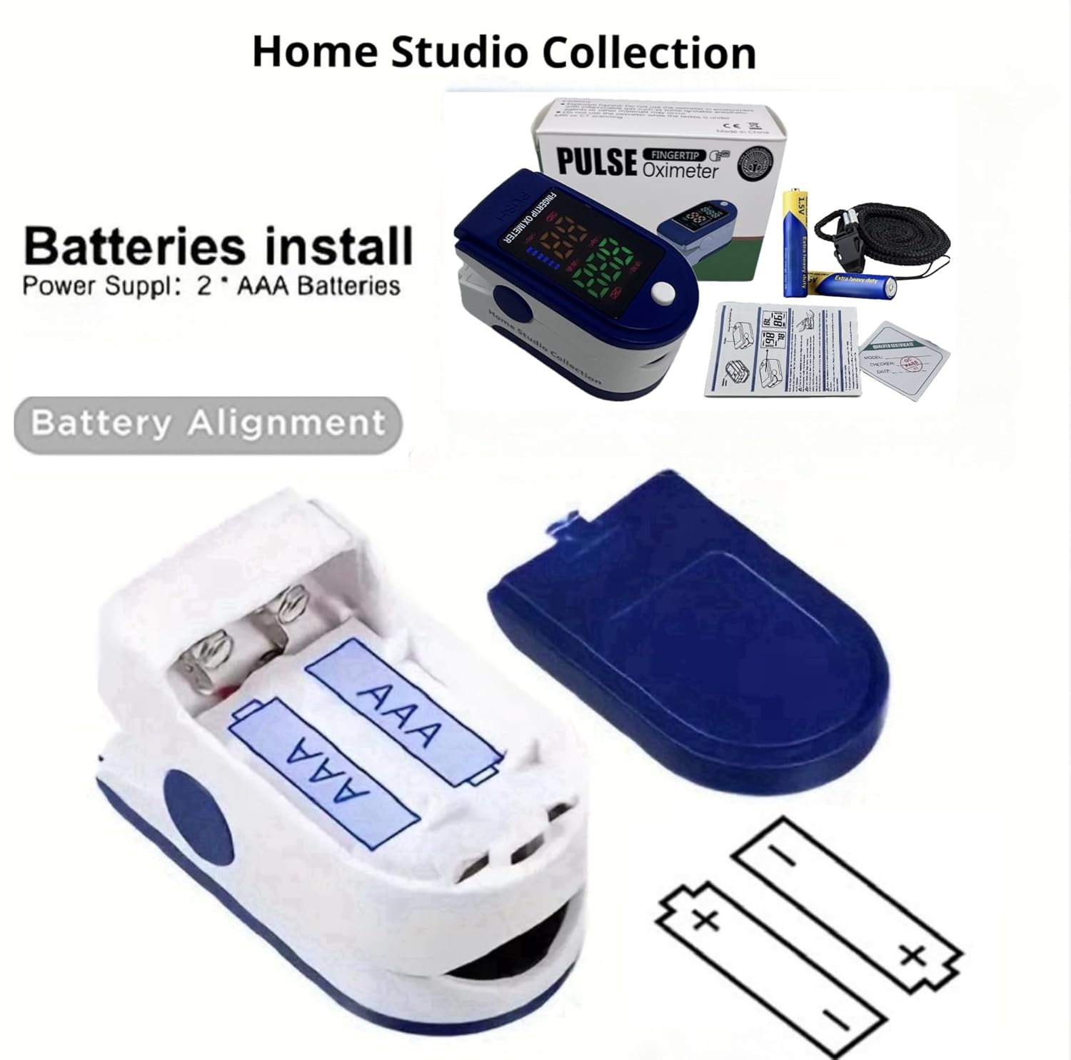 Finger Pulse Oximeter Larger Display Blood Oxygen Monitor with Batteries and Lanyard Included Fingertip Pulse