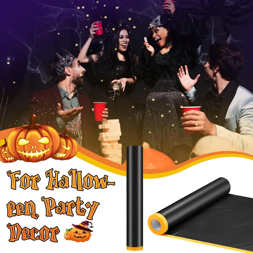 2 Rolls Halloween Black Plastic Sheeting 10 x 65 ft Halloween Tarp