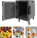 Insulated Food Pan Carrier 95 Qt, Hot Box for Catering with Large Wheels, Front Loading Food Warmer, LLDPE Food Box