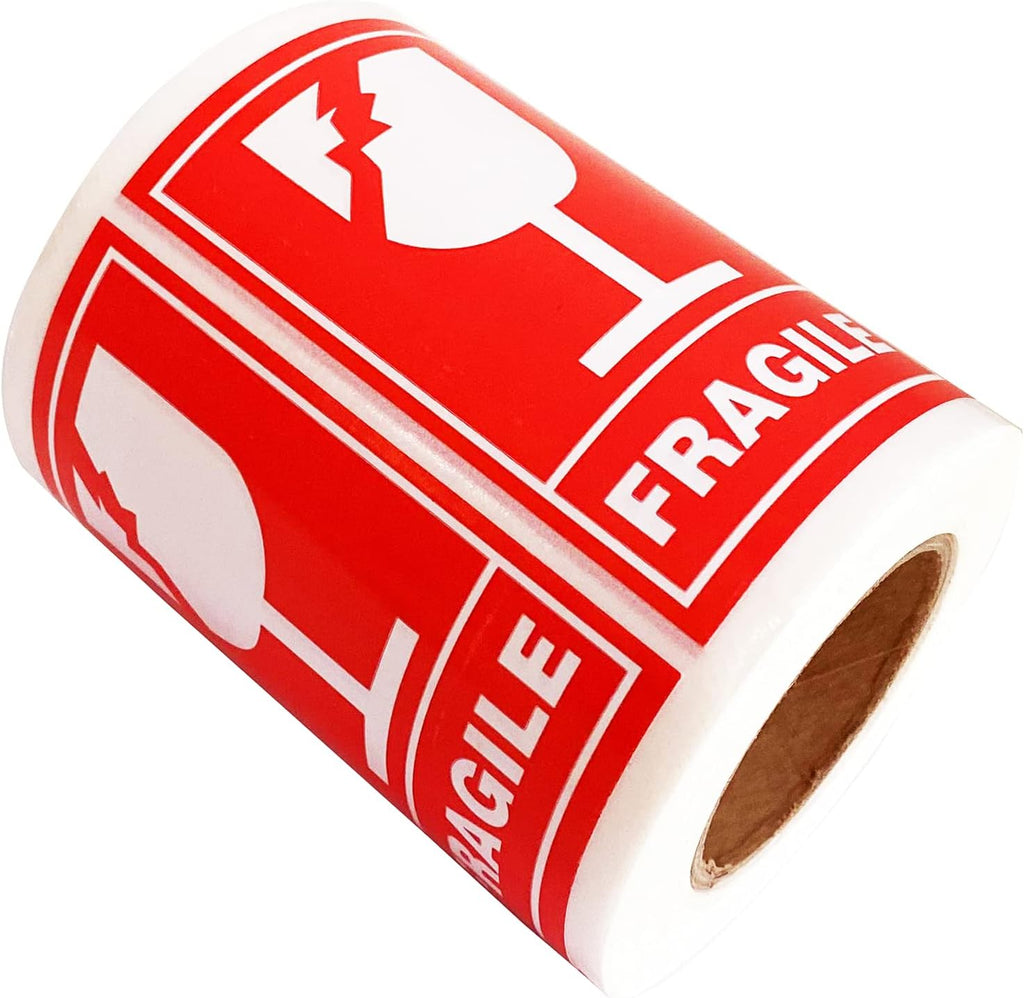 Fragile Glass Stickers - Handle with Care, 2x3 Inch, 300 Pcs Per Roll