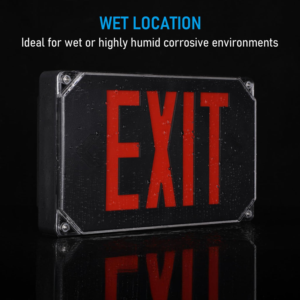 LEONLITE 8-Pack Wet Location LED Exit Sign with Battery Backup Black