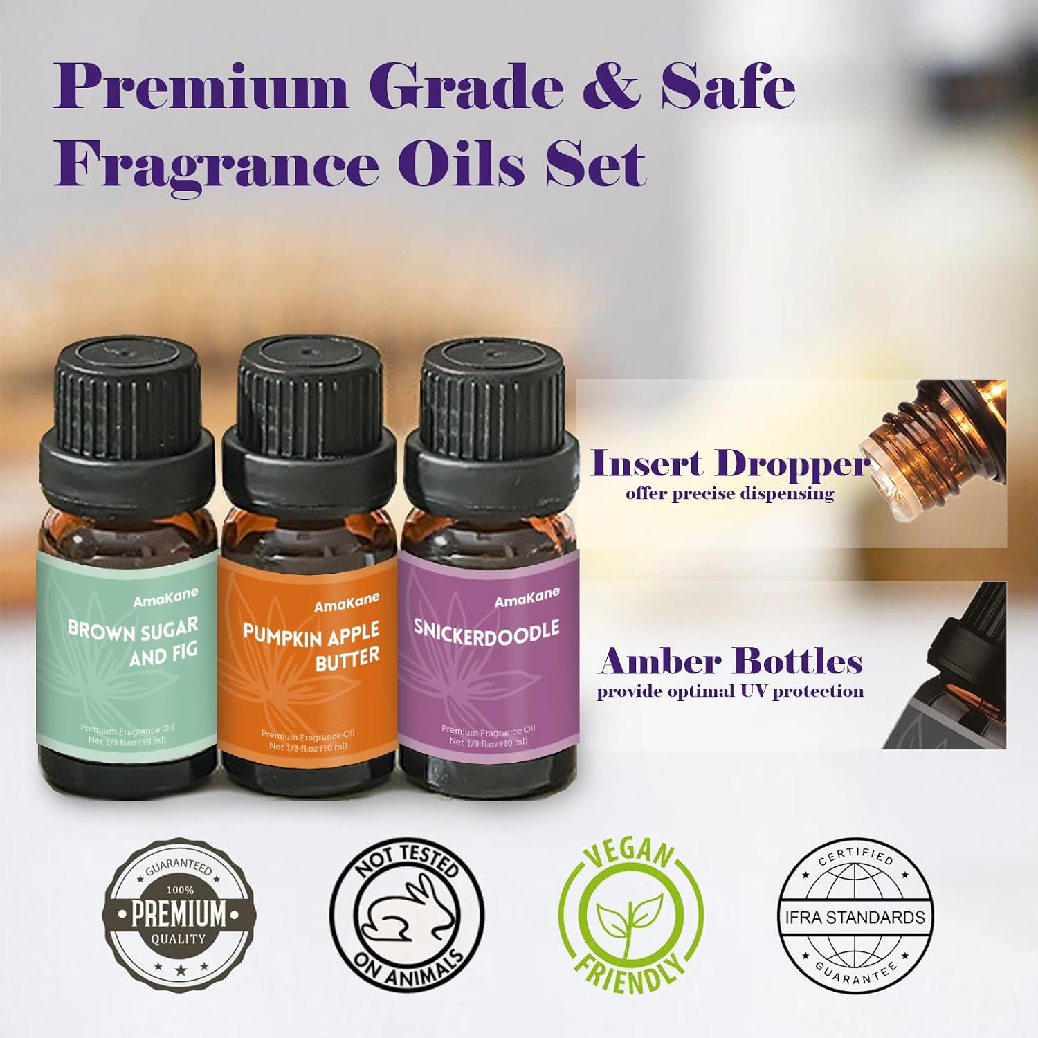 Halloween Fragrance Oil Set, 6x10ml Fall Essential Oils for Diffuser, Candle Soap Making Scents- Brown Sugar and Fig