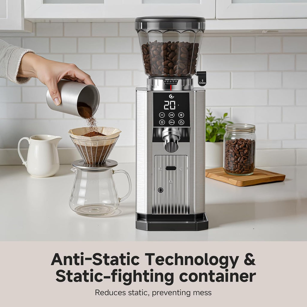 Conical Burr Coffee Grinder, Espresso Grinder with 45 Grind Settings, Anti-Static Electric Coffee Bean Mill with