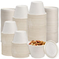 100 Pack Disposable Cups with Lids, 4.5Oz Bagasse Compostable Ice Cream Cup, Small Condiment Portion Sample Container