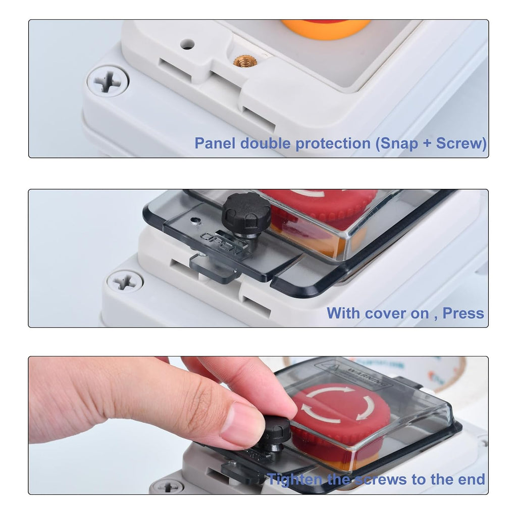 Emergency Stop Button with Box, Emergency Shut Off Switch E-Stop 660V 10A