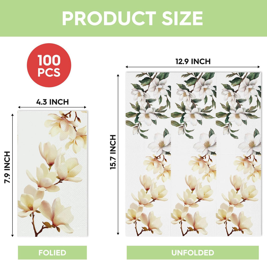 100Pcs Paper Napkins, Magnolia Grandiflora