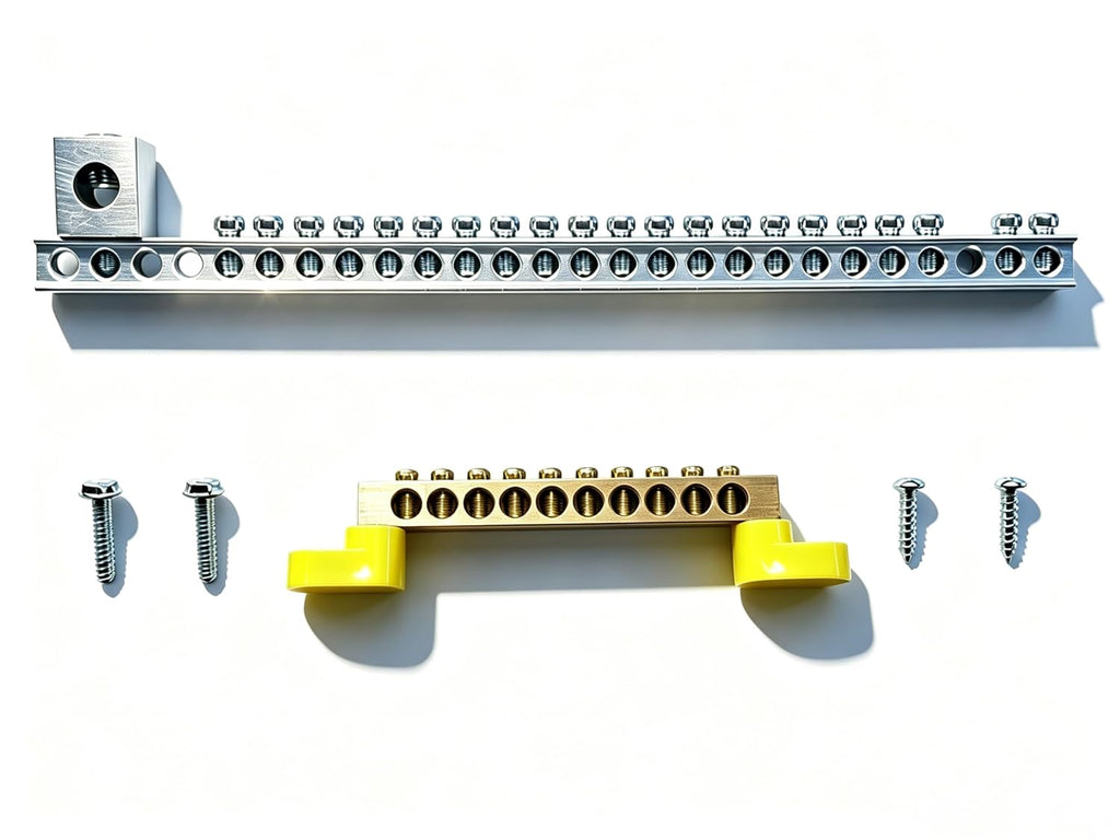 21-Position Ground Bar Kit, Compatible with Siemens, Eaton BR and CH Series Load Centers, Includes Ground Lug